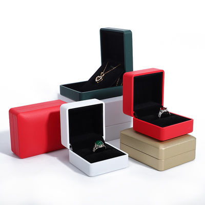 Leather Jewelry Box with Light Hanhong Round Logo Silk Screen Printed Custom Ring Box