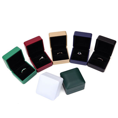 Leather Jewelry Box with Light Hanhong Round Logo Silk Screen Printed Custom Ring Box
