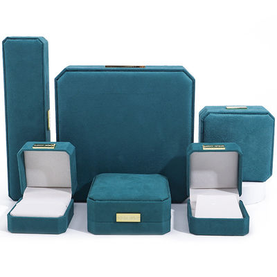Wholesale Manufacturing Luxury handmake Jewellery Box packaging Personalized Custom logo high end light blue Necklace Bracelet Earrings Ring Packaging Velvet Octagonal Jewelry Box