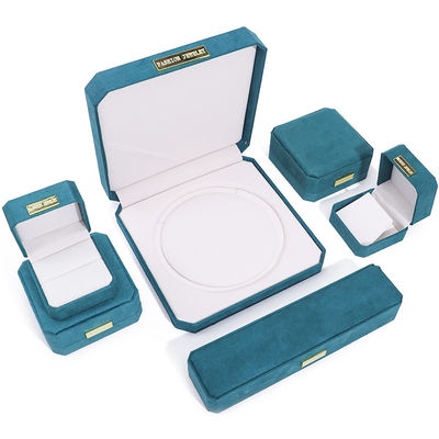 Wholesale Manufacturing Luxury handmake Jewellery Box packaging Personalized Custom logo high end light blue Necklace Bracelet Earrings Ring Packaging Velvet Octagonal Jewelry Box