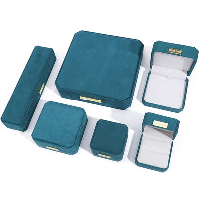Wholesale Manufacturing Luxury handmake Jewellery Box packaging Personalized Custom logo high end light blue Necklace Bracelet Earrings Ring Packaging Velvet Octagonal Jewelry Box