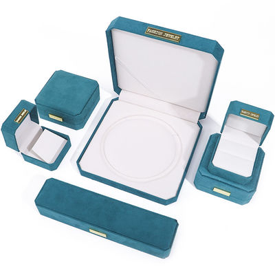 Wholesale Manufacturing Luxury handmake Jewellery Box packaging Personalized Custom logo high end light blue Necklace Bracelet Earrings Ring Packaging Velvet Octagonal Jewelry Box