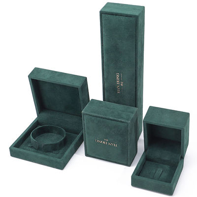 Wholesale Manufacturing Luxury velvet Jewellery Box Personalized Custom logo Dark green Necklace Bracelet Earrings Ring Packaging Velvet Jewelry Box