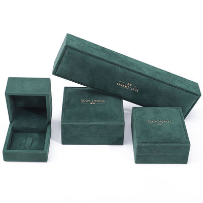 Wholesale Manufacturing Luxury velvet Jewellery Box Personalized Custom logo Dark green Necklace Bracelet Earrings Ring Packaging Velvet Jewelry Box