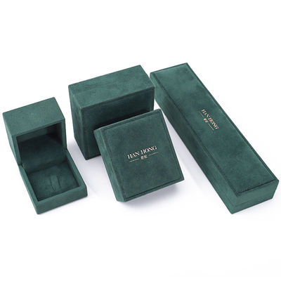 Wholesale Manufacturing Luxury velvet Jewellery Box Personalized Custom logo Dark green Necklace Bracelet Earrings Ring Packaging Velvet Jewelry Box