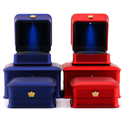 Multicolored LED Bracelet Necklace Ring Box with Plastic Velvet Material from Hanhong