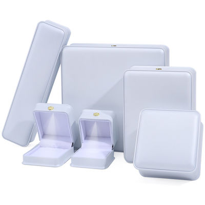 Buy Custom Logo Luxury Jewelry Packing Box Newest Rectangle White Piano Paint LED Ring Jewelry Box online manufacture
