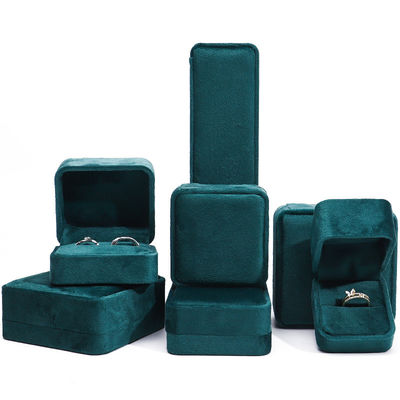 Wholesale Manufacturing Luxury Jewellery Box packaging Personalized Custom logo high end Dark green Necklace Bracelet Earrings Ring Packaging Velvet Jewelry Box