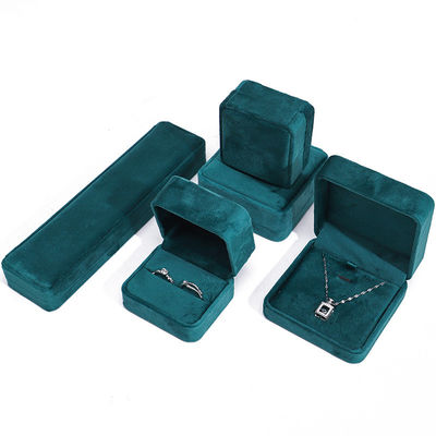 Wholesale Manufacturing Luxury Jewellery Box packaging Personalized Custom logo high end Dark green Necklace Bracelet Earrings Ring Packaging Velvet Jewelry Box