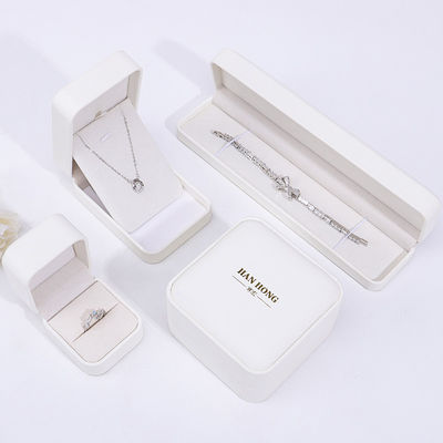 Plain White PU Leather Jewelry Box , Leather Jewelry Case For Ring Pendant Bracelet