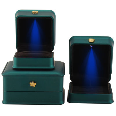 Buy LED Light Jewelry Box for Custom Luxury Crown Jewelry Packaging Plastic Velvet Material online manufacture