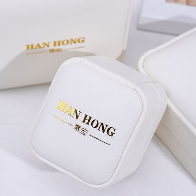 Plain White PU Leather Jewelry Box , Leather Jewelry Case For Ring Pendant Bracelet