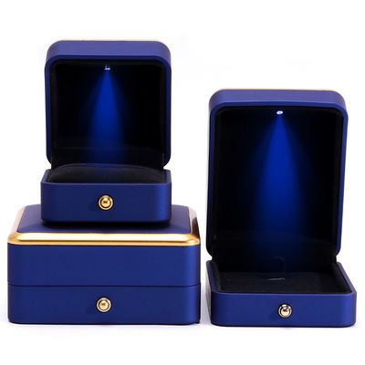 Buy Custom Square Necklace and Ring Light Blue LED Jewelry Box with Luxury Elegant Style online manufacture