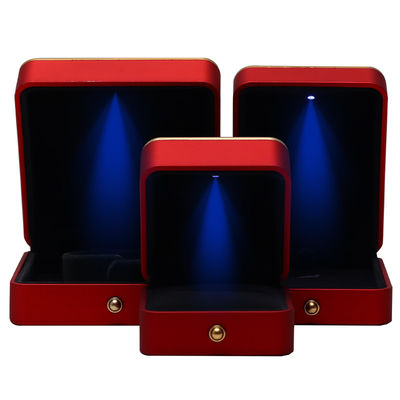 Buy Custom Plastic Spray Painted Square Luxury Necklace Ring Red LED Jewelry Box Handmade online manufacture