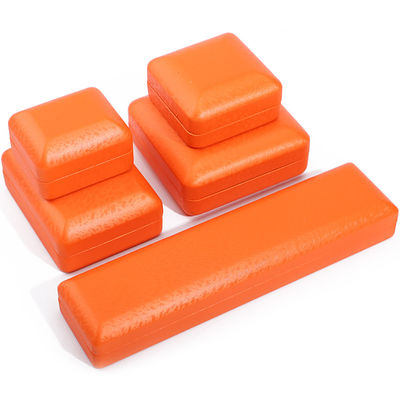 Custom Logo Rectangle Orange Leather Jewelry Box for Luxury Bracelet Necklace Storage