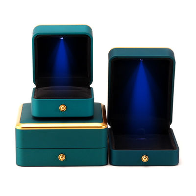 Buy Light Green LED Plastic Velvet Jewelry Box for Custom in Square Luxury Elegant Style online manufacture
