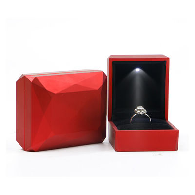 Custom Logo PU Plastic Jewelry Packaging Box with LED Light Hanhong Luxury Ring Box