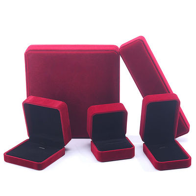 Wholesale Manufacturing Luxury velvet Jewellery Box Personalized Custom logo Red Necklace Bracelet Earrings Ring Packaging Velvet Jewelry Box