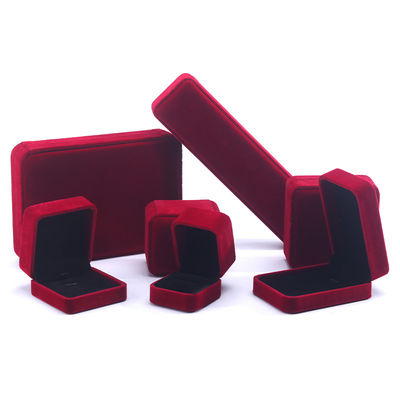 Wholesale Manufacturing Luxury velvet Jewellery Box Personalized Custom logo Red Necklace Bracelet Earrings Ring Packaging Velvet Jewelry Box