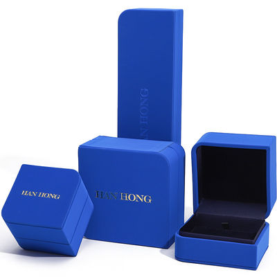 Buy Rectangle Blue Leather Jewelry Box for Customized Size Earrings Bracelet Necklace Ring online manufacture