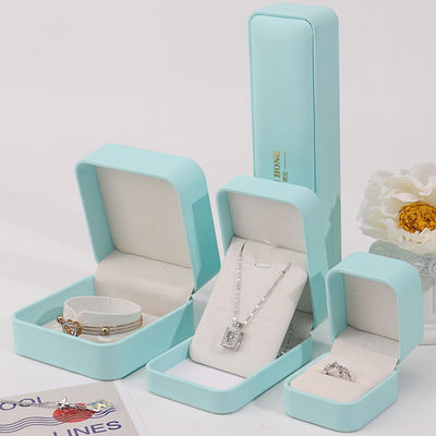 Cyan Plain Soft Touch Faux Leather Jewelry Packaging Box Case Luxury Organizer
