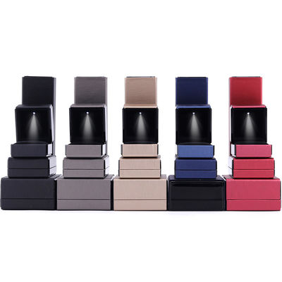 Buy Jewelry Package Hanhong Custom Logo Leather LED Light Box for Bracelet Necklace and Ring online manufacture
