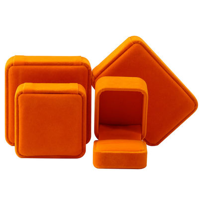 Wholesale manufacturing hign end Jewellery Box packaging Personalized Custom logo Luxury Necklace Bracelet Earring Ring Packaging Velvet orange Jewelry Box