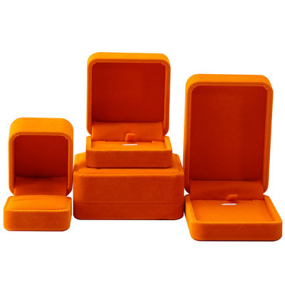 Wholesale manufacturing hign end Jewellery Box packaging Personalized Custom logo Luxury Necklace Bracelet Earring Ring Packaging Velvet orange Jewelry Box