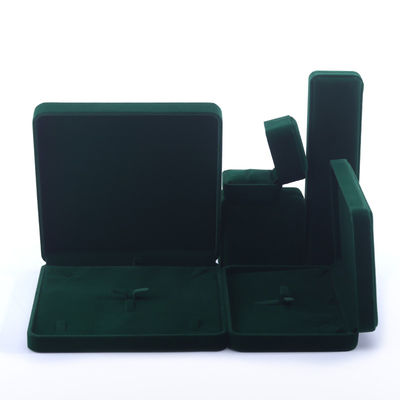 Buy Customer's Logo Green Velvet Jewelry Box for Necklace Stud Earrings Bracelet Packaging online manufacture