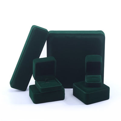hign quality velvet Jewellery Box handmade square Dark green Velvet Jewelry Box for Necklace Bracelet Ring