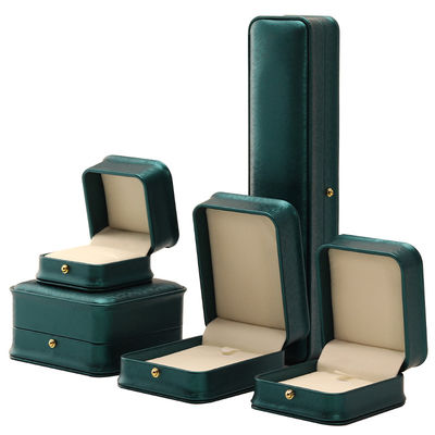 Buy Custom Logo Necklace Ornaments Green Leather Jewelry Box for Hanhong 2023 Luxury Ring online manufacture