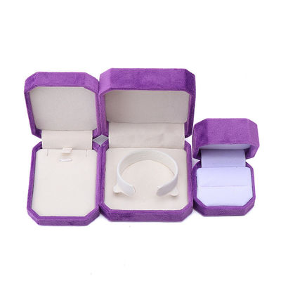 Jewelry Package Custom Octagonal Shape Purple Flannelette Box for Necklace Bracelet Ring
