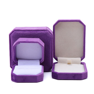 Jewelry Package Custom Octagonal Shape Purple Flannelette Box for Necklace Bracelet Ring