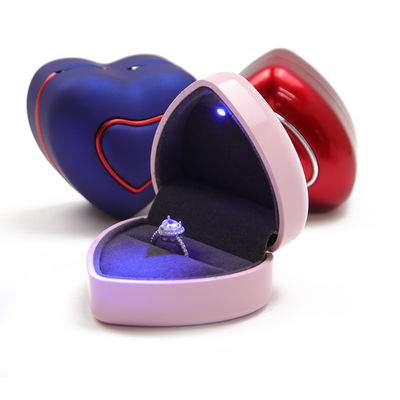 Blue Ring Bracelet Box with LED Light Hanhong Custom Logo Jewelry Storage Display Case