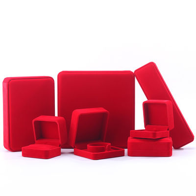 Buy Custom Logo Red Velvet Jewelry Box for Stud Earrings and Necklace online manufacture