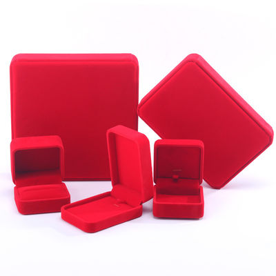 China Manufacturing wholesale Luxury velvet red Jewellery packaging Box jewelry Custom high end Necklace Bracelet Earrings Ring Jewelry Box packaging with logo