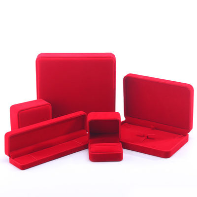 China Manufacturing wholesale Luxury velvet red Jewellery packaging Box jewelry Custom high end Necklace Bracelet Earrings Ring Jewelry Box packaging with logo