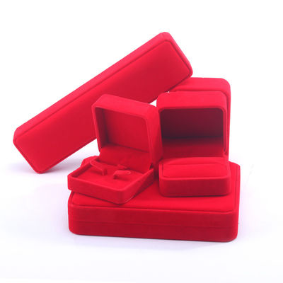 China Manufacturing wholesale Luxury velvet red Jewellery packaging Box jewelry Custom high end Necklace Bracelet Earrings Ring Jewelry Box packaging with logo