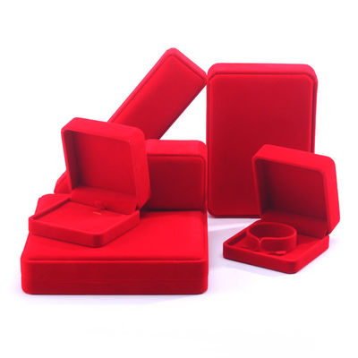 China Manufacturing wholesale Luxury velvet red Jewellery packaging Box jewelry Custom high end Necklace Bracelet Earrings Ring Jewelry Box packaging with logo