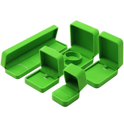 Buy China Manufacturing wholesale high end Handmade Necklace Ring Box Jewellery Packaging Custom logo Luxury Square Suede Velvet light green Jewelry Box online manufacture