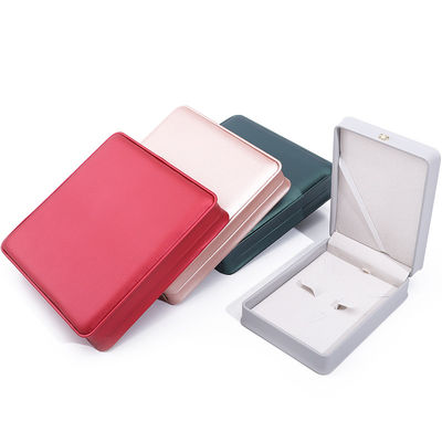 Rectangle Handmade Hanhong Custom Logo Box Crown Design Luxurious PU Leather Box Necklace Ring Jewelry Box