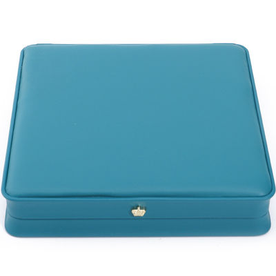 Rectangle Handmade Hanhong Custom Logo Box Crown Design Luxurious PU Leather Box Necklace Ring Jewelry Box