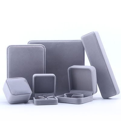 Buy Customized Size Gray Velvet Jewelry Box for Necklace Stud Earrings Bracelet Packaging online manufacture