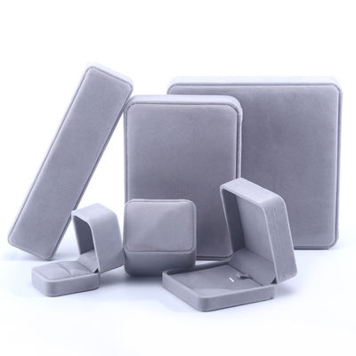 Customized Size Gray Velvet Jewelry Box for Necklace Stud Earrings Bracelet Packaging