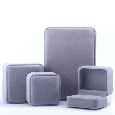Customized Size Gray Velvet Jewelry Box for Necklace Stud Earrings Bracelet Packaging