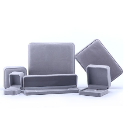Customized Size Gray Velvet Jewelry Box for Necklace Stud Earrings Bracelet Packaging