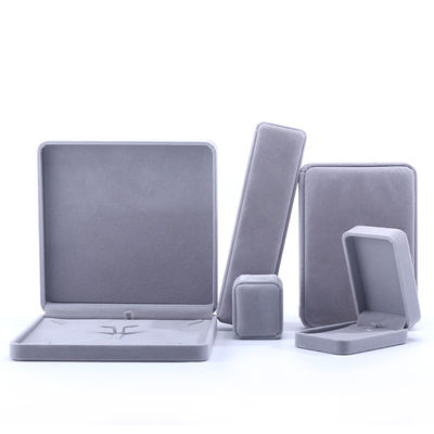 Customized Size Gray Velvet Jewelry Box for Necklace Stud Earrings Bracelet Packaging