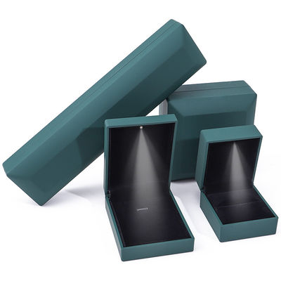 Buy Jewelry Package Custom Logo Green LED Light Velvet Box for Rings Bracelets Necklaces online manufacture