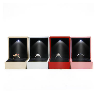 Custom Logo Velvet Lined Plastic Jewelry Storage Box with LED Light and Velvet Lining