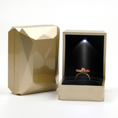 Buy Custom Logo PU Plastic Gold Jewelry Packaging Box with LED Light Jewelry Package online manufacture